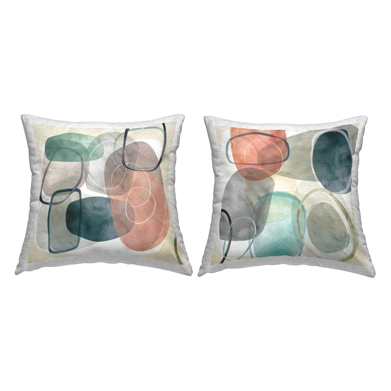 Earth Tone Obliques 2 PC Outdoor Printed Pillow Set Design by Carol Robinson, 18 x 7 x 18